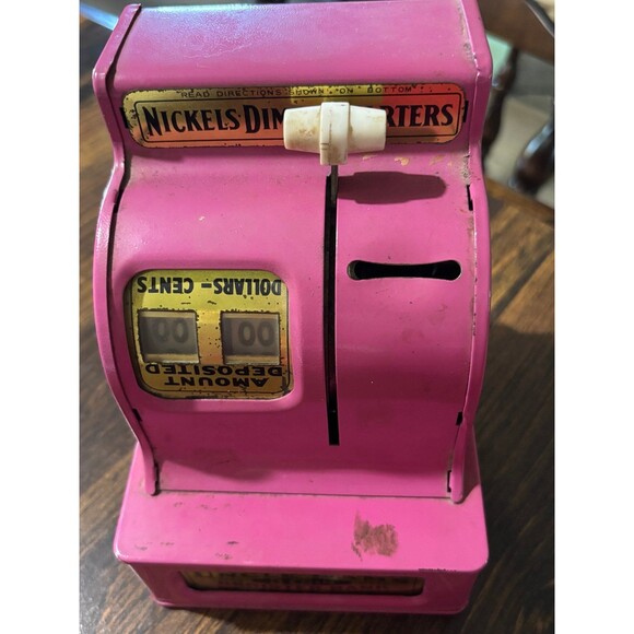 Vintage 1970’s Uncle Sam’s 3 Coin Register Bank Pink - Picture 1 of 4